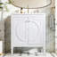 30" Bathroom Vanity With Vintage White Finish, Ceramic Sink, Solid Wood And Construction, Soft-Close Doors, Adjustable Shelf In White, Featuring Drawer Tip-Out Compartments, Silent Slow-Closing