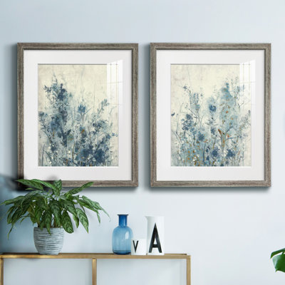 UA CH Blue Spring I - Matted and Framed Under Acrylic Glass, Set of 2, Large Living Room Wall Art