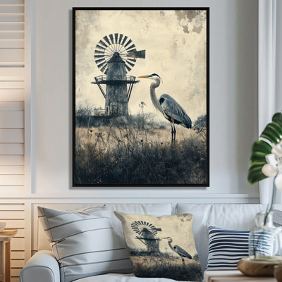 Hampton Hampton monochromes par le moulin à vent II - impressions sur toile héron