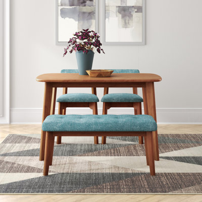 Boston 4 - Person Solid Wood Dining Set by Mercury Row