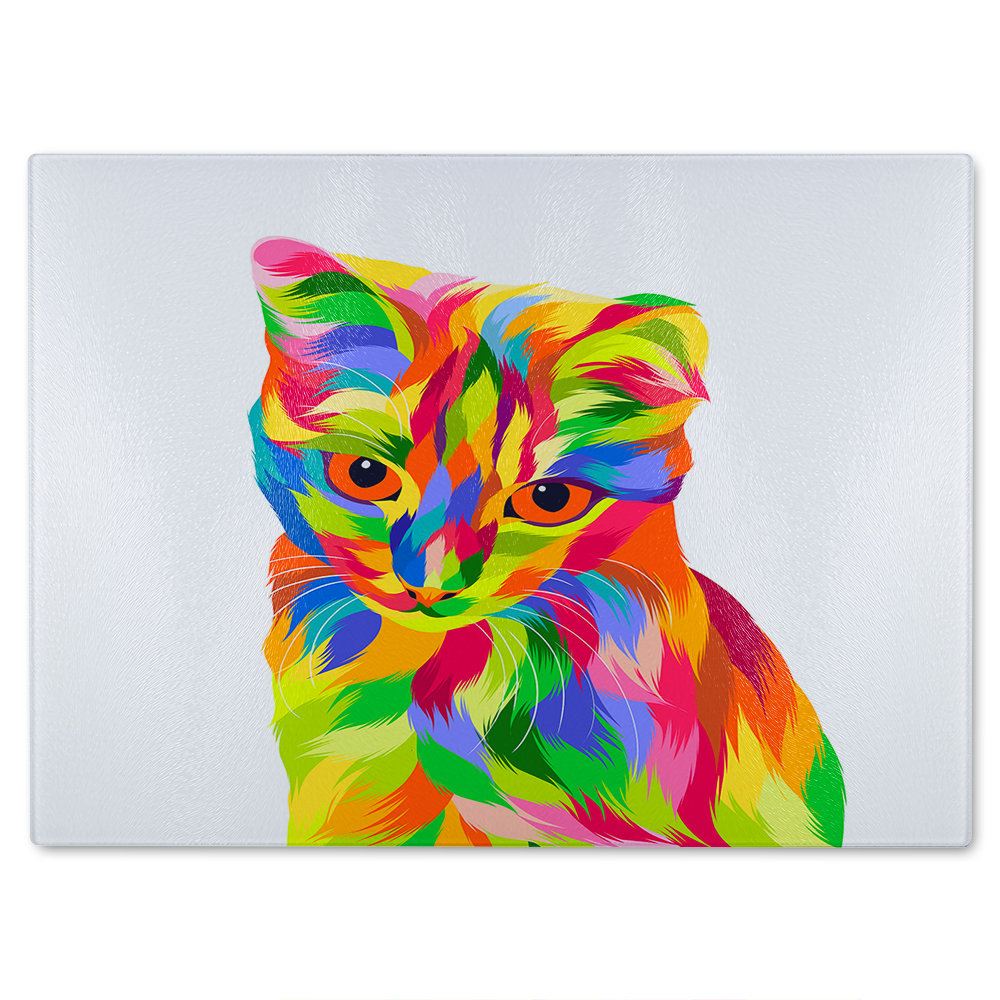 Animal Cat Illustration Pop Art Designer Glass Chopping Board