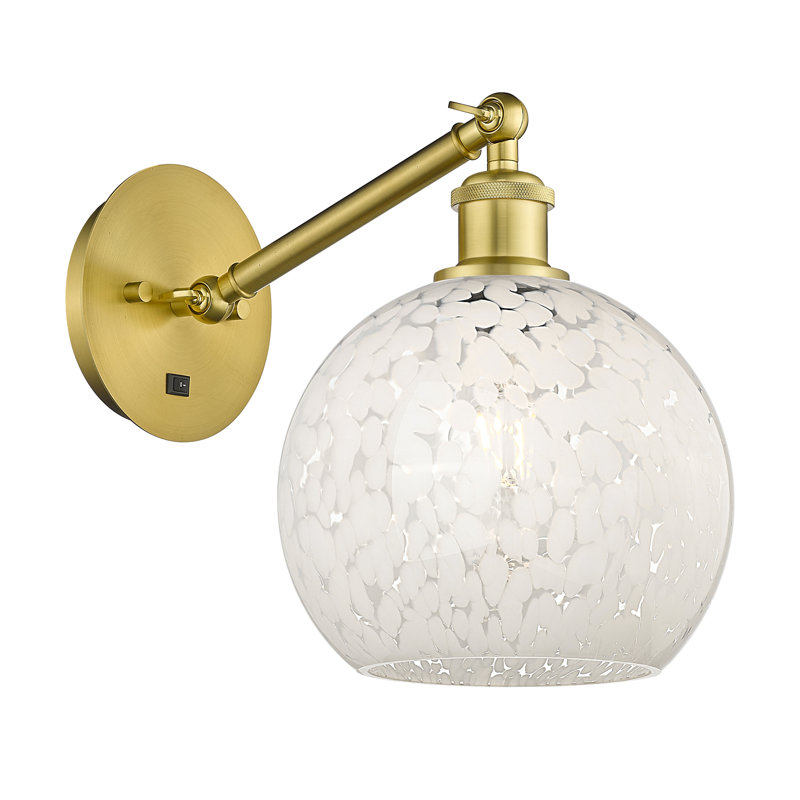 Applique murale 1 lumière Ballston White Mouchette, H 10 po x l 8 po x P 13 po, Or satiné
