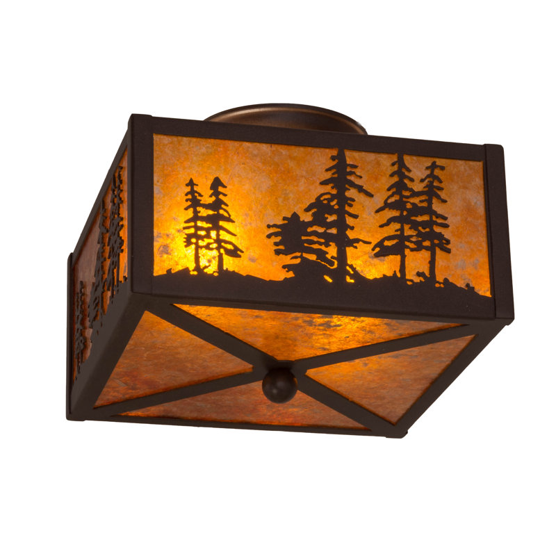 Plafonnier semi-encastré carré 14,5" à 2 lumières unique