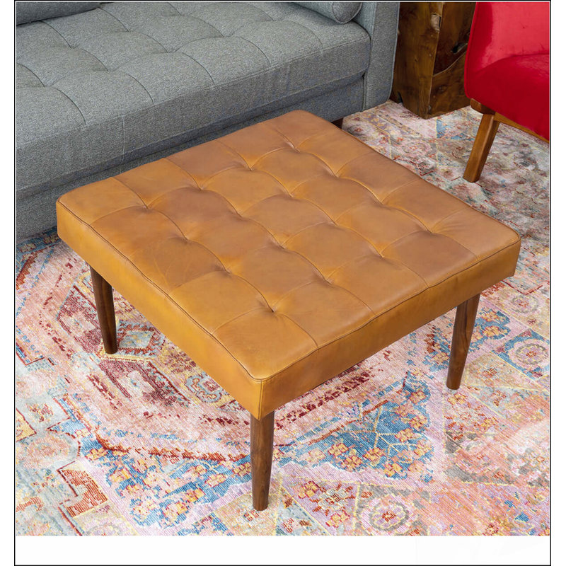 Repose-pieds en cuir véritable Mark MidCentury
