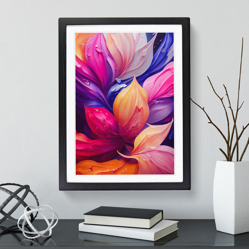 XV1022-4932X Vibrant Flowers No.7 - Print, Black Framed Paper, 66cm H x 48cm W, White