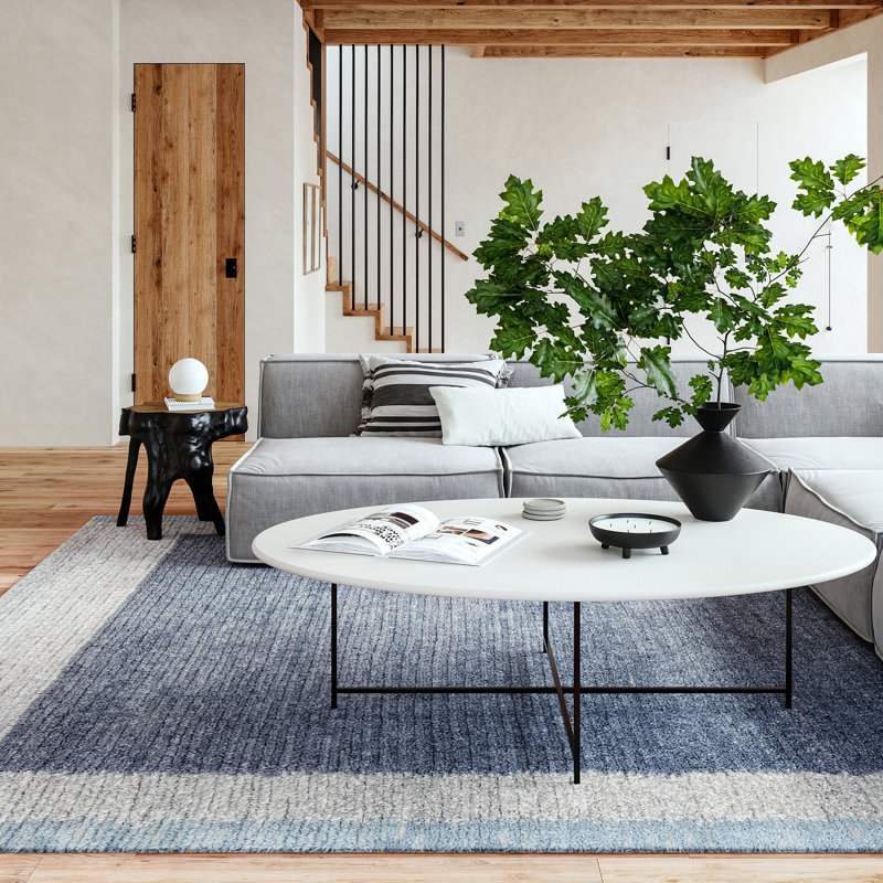 Gray Colorblocked Handmade Wool 8' x 10' Area Rug