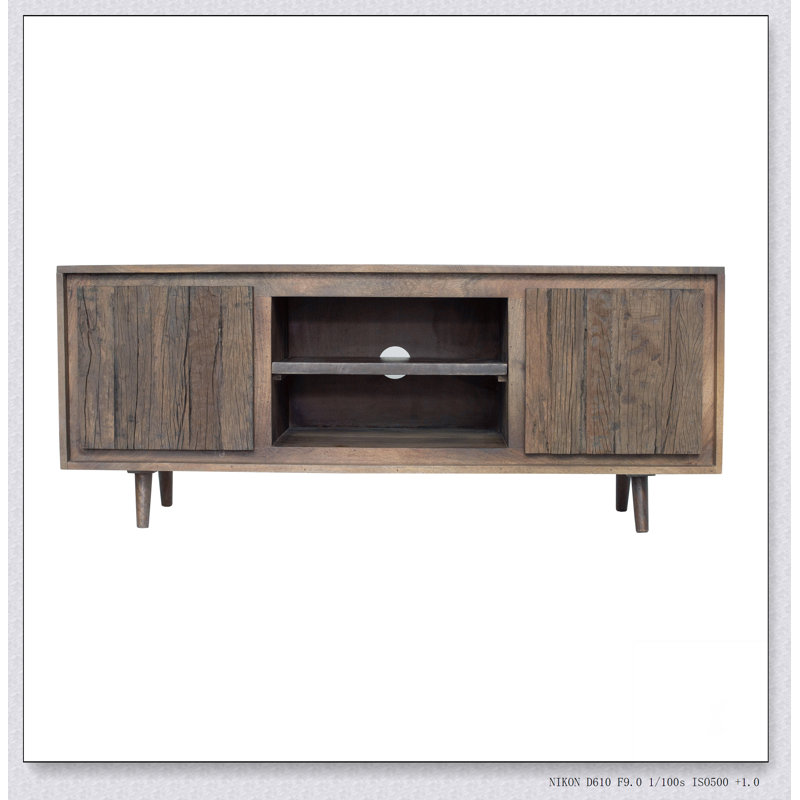 Meuble télé 55 po x 16 po x 22,5 po avec 2 portes en bois recyclé