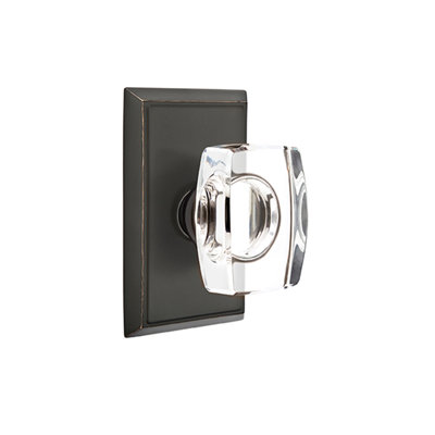 Ensemble de faux boutons Emtek avec rosette rectangulaire et bouton en verre Windsor