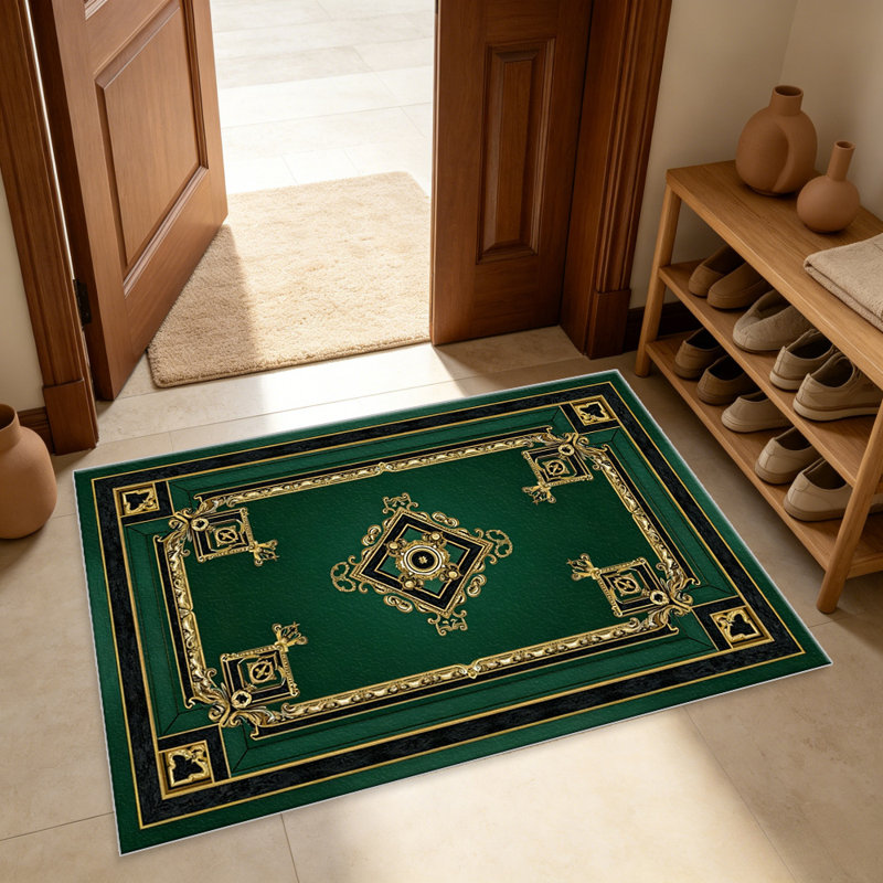 Green European carpet-easy to clean, machine-washable, soft and comfortable; suitable for door mats, kitchens, living rooms, bedrooms, corridors, and laundry areas. Easy to clean, durable carpet for home decoration.