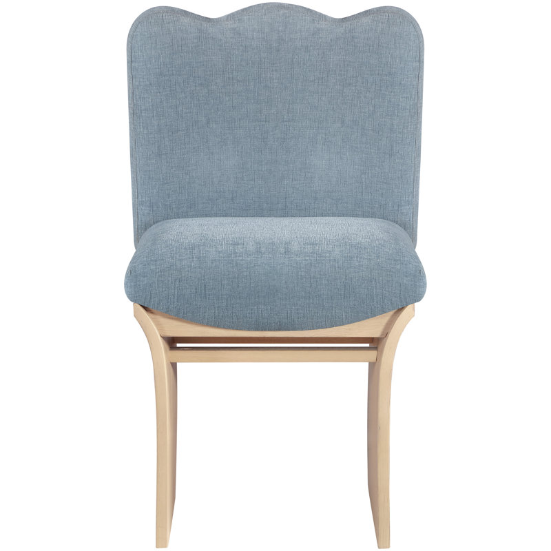 Shaw Cassady Chenille Fabric Upholstered Dining Chair, Light Blue Chenille Fabric, Natural