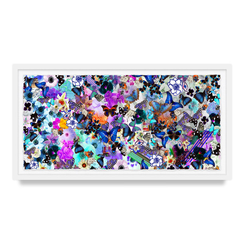 Butterfly Collage By Kristi Kohut, 17" H x 30" W, White Wood