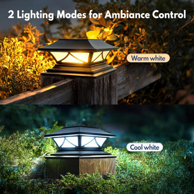 Fleur De Lis Living 8 Pack Solar Post Cap Lights, Waterproof Outdoor Lights for 4x4 5x5 6x6 Wood/Vinyl Posts
