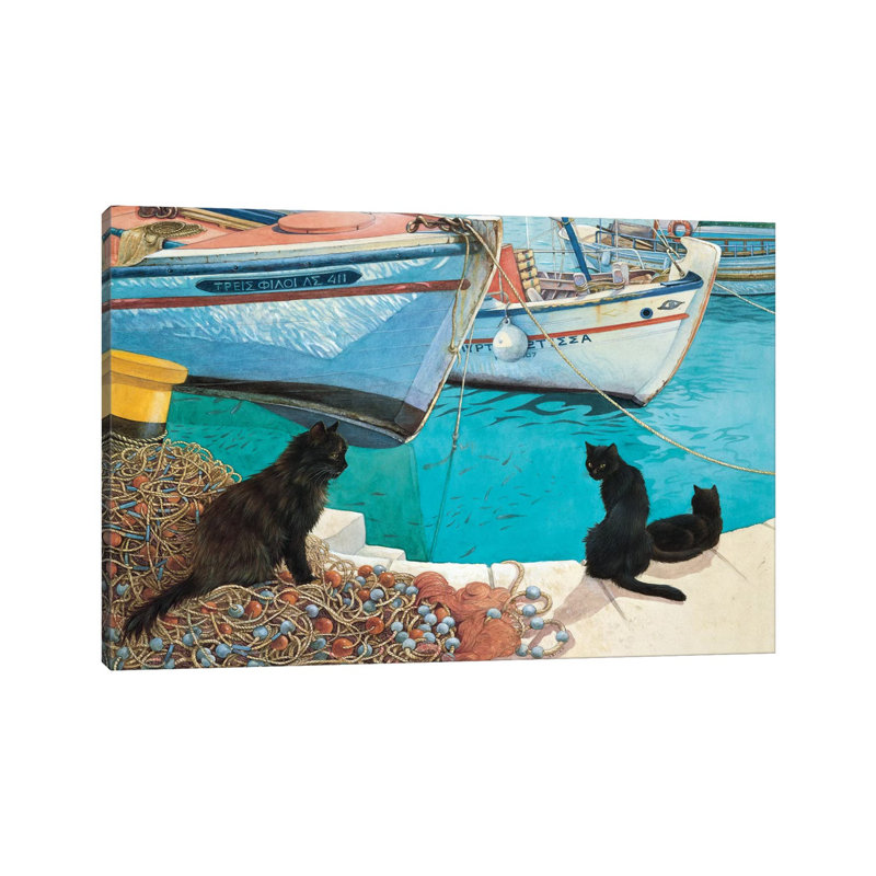 Looking At The Fish by Ivory Cats - Wrapped Canvas Print, 66.04 cm H x 45.72 cm W x 3.175 cm D