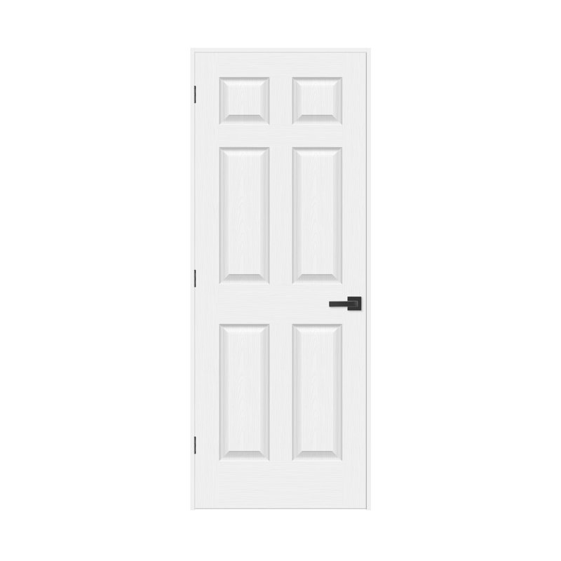 (Pas de serrure) Porte standard à 6 panneaux en bois pré-ensachée avec moulures de 4 à 9/16 po, 30 po x 80 po, Gauche