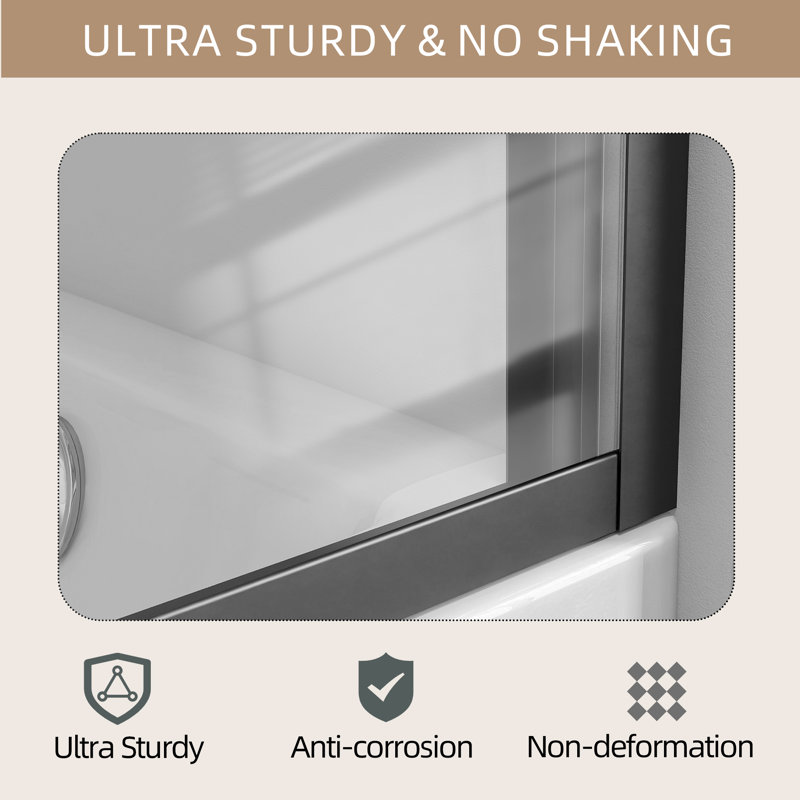 Matte Black 60" x 62" Sliding Semi-Frameless Shower Door
