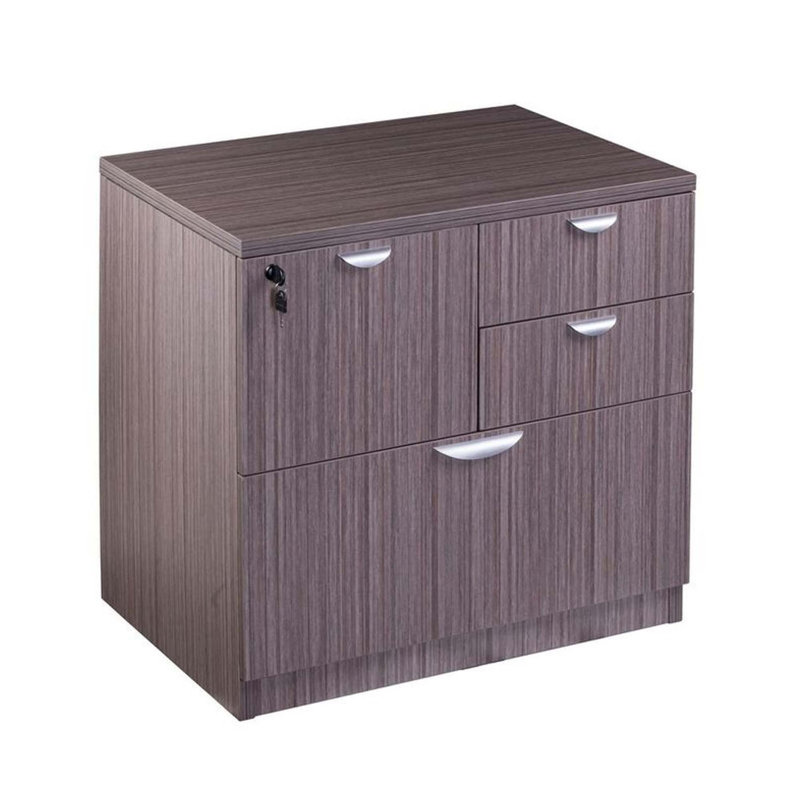 Ley 4 Drawer Lateral File Cabinet, Driftwood Gray Office Storage, Driftwood Gray/Chrome