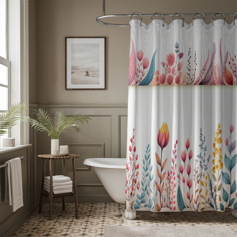 Rideau de douche Trif Floral, H 74 po x l 71 po