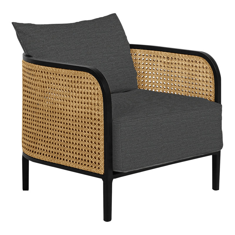 Havana Patio Chair with Cushions, Chalk/Natural Resin, Welt + Standard fill, Perigold Ishi Anthracite