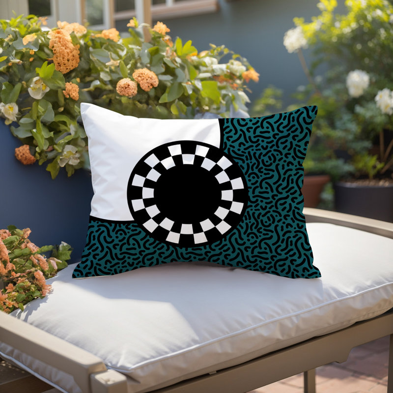 Coussin lombaire réversible Vibra Abstract, Rectangle H 18 po x l 25 po, Émeraude