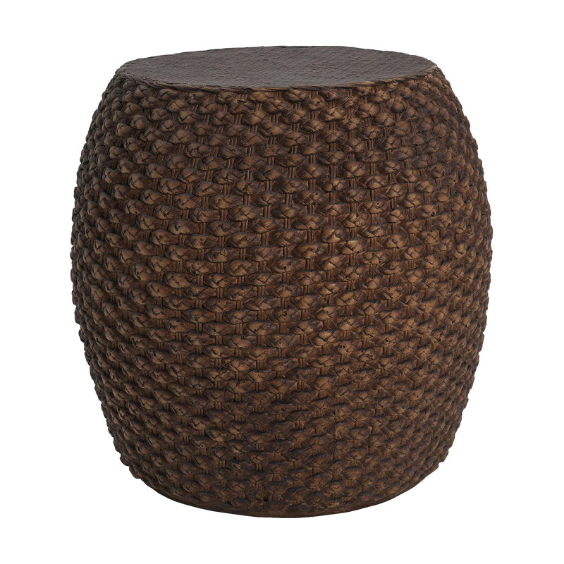 Faux Rattan Side Table For Both Indoor And Outdoor Use, Handmade Mgo, Brown