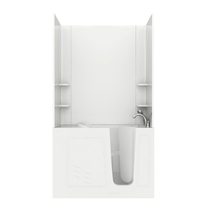 Santa Fe 52.75'' x 26.4'' Whirlpool Fiberglass Bathtub with Faucet, Right, White