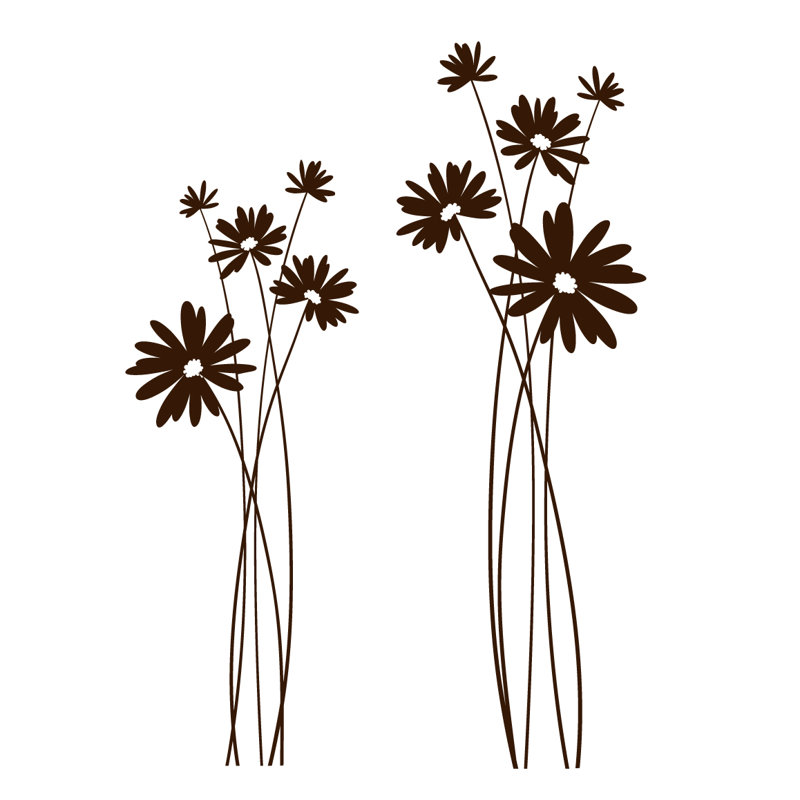Adhésif décoratif grandes marguerites, Chocolat