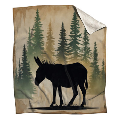 Donkey Silhouette Forest Scene Blankets