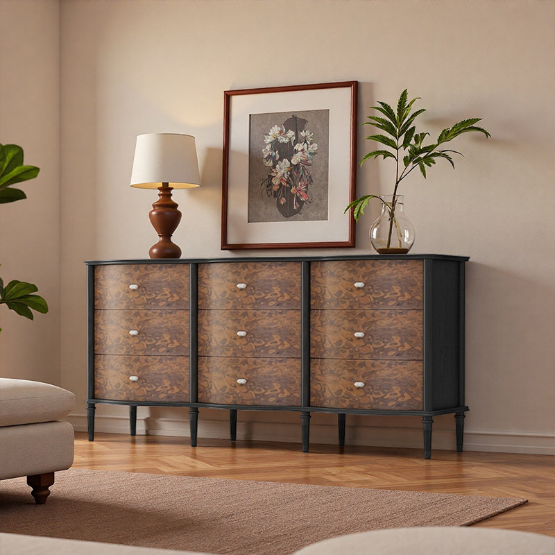 American-style retro luxury sideboard, Black/Brown