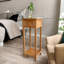 2 Tier Tall Bamboo Side Table With A Drawer