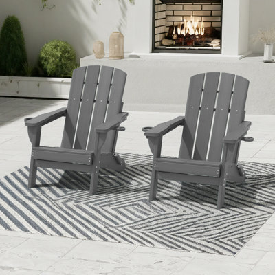  Folding Adirondack Chairs Weather-Resistant HDPE Outdoor Firepit Chairs With Cup Holder
