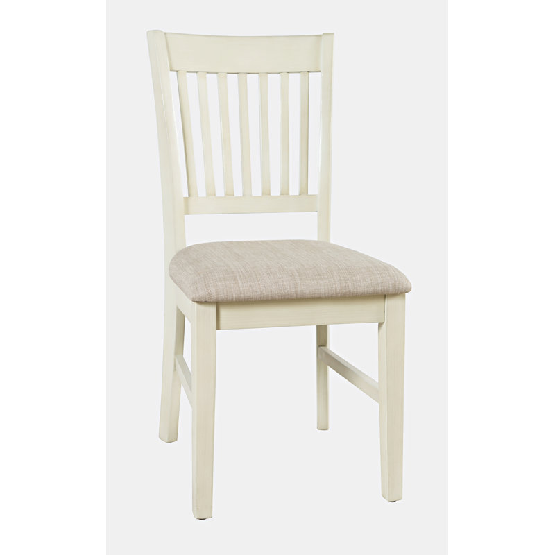 Barna 19'' H Upholstered Acacia Side Chair, Antique Cream