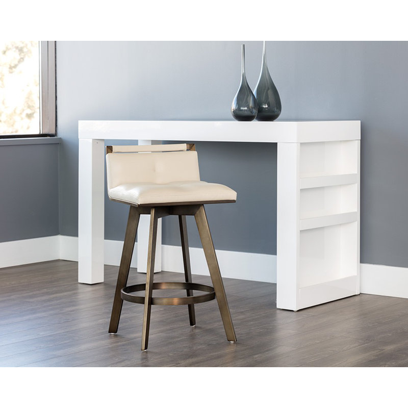 Tabouret de comptoir pivotant Mccaully , Tabouret de comptoir (assise de 26 po de hauteur), Acier Inoxydable, Crème, crème