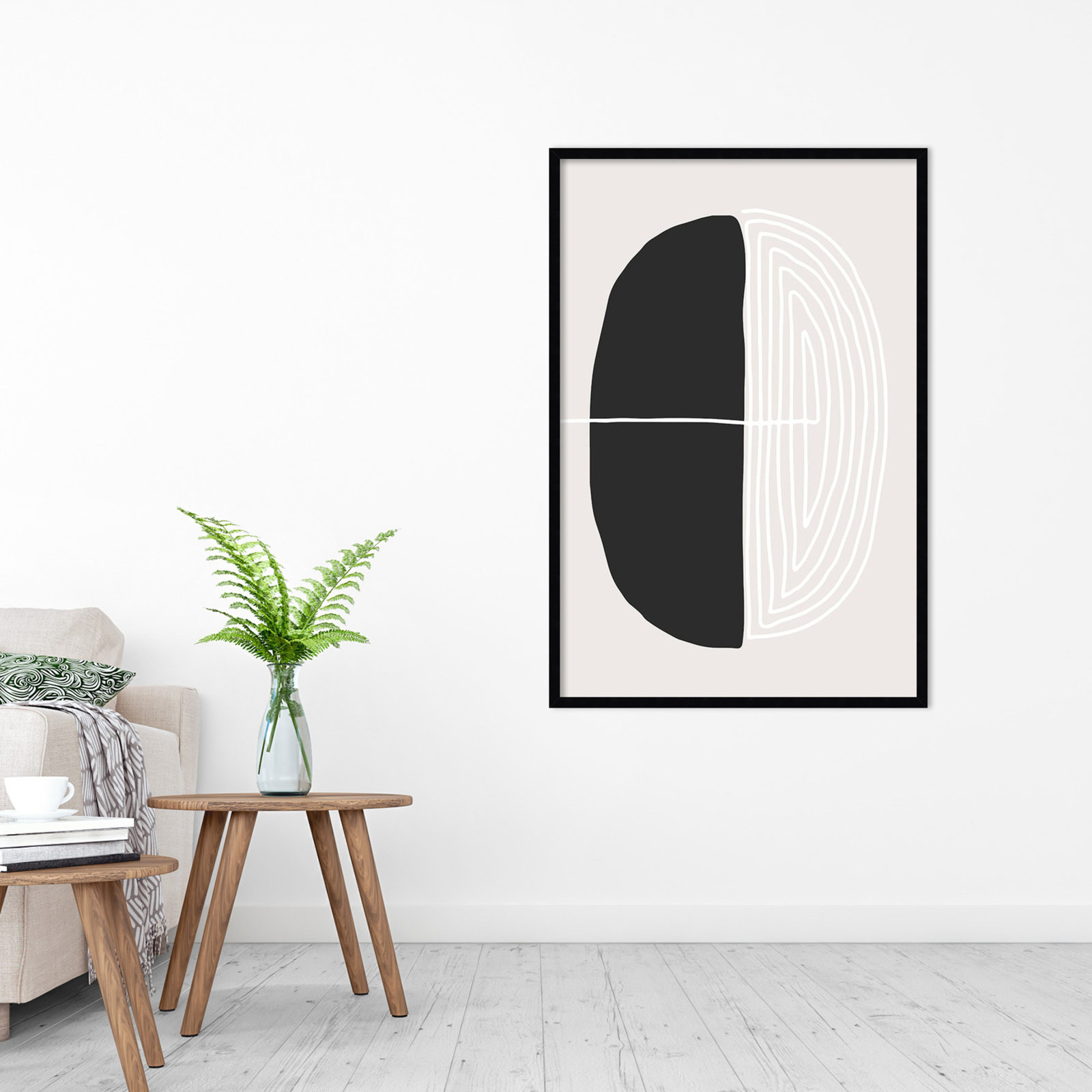 Black and White Oval Print by Incado, Black, 28" W x 41" H