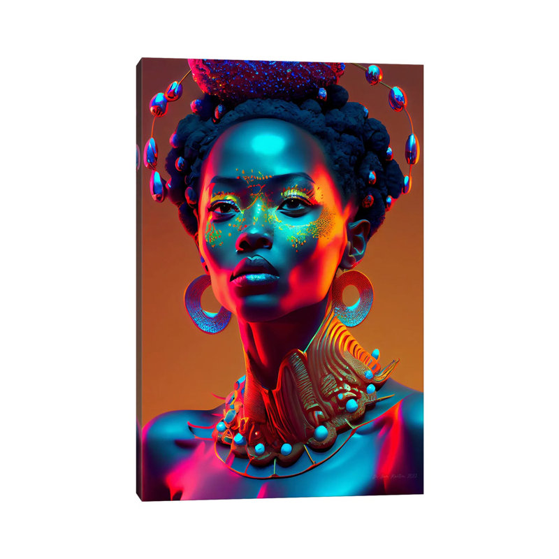Afrofuturist African Royalty Queen I, Canvas, 18" H x 12" W x 1.5" D