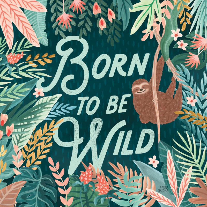 Jungle Hangout II Born To Be Wild by Laura Marshall - Wrapped Canvas Print, 30cm H x 30cm W