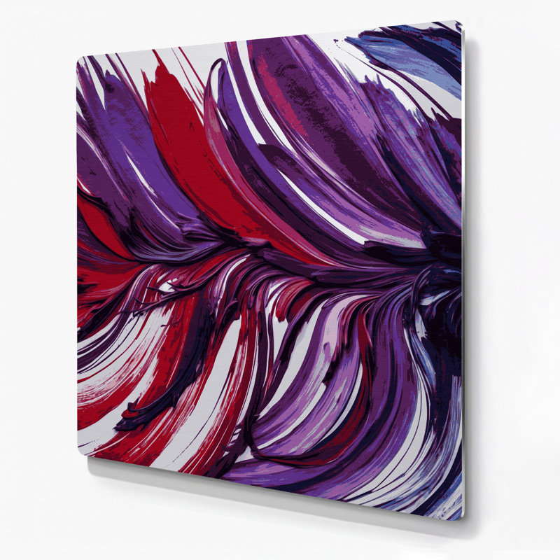 «Lyrical Abstraction 68», art mural en métal rouge, H 32 po x l 32 po