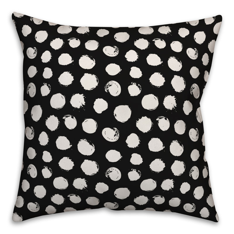 Polka Dots Reversible Throw Pillow, 16" x 16", Black/White Polka Dots 1