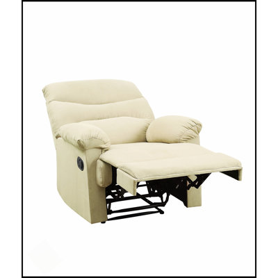 Arcadia Beige Microfiber Motion Recliner With Smooth Reclining And Plush Comfort, Perfect For Modern Living Rooms.