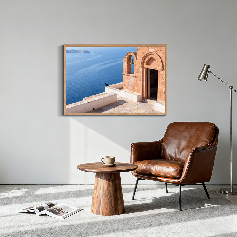 Tableau sur toile représentant une arche en pierre côtière surplombant la mer bleue, 24"H x36"W