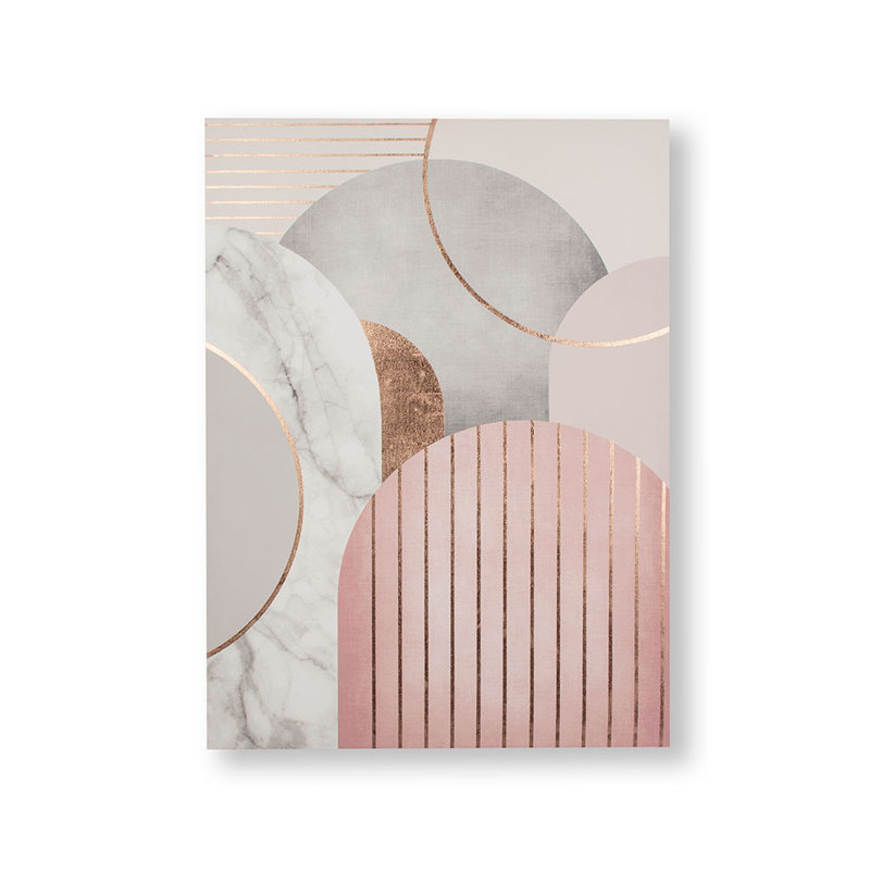 Art for the Home Pink & Grey Art Deco Geo Metallic Printed Canvas