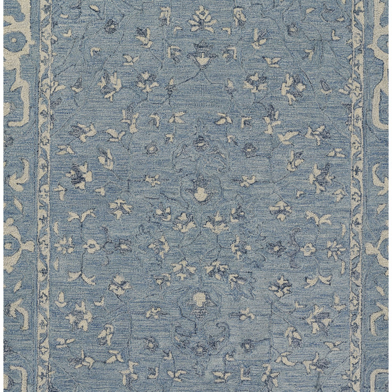 Tapis bleu en laine touffeté à la main Lenville, Rectangle 2 pi x 3 pi