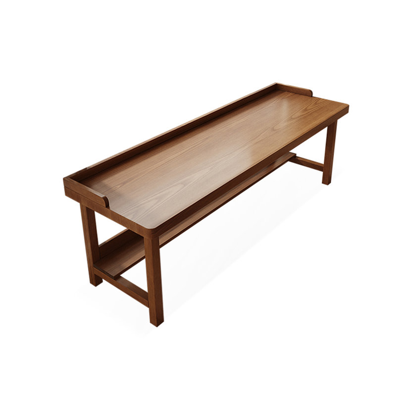 Tan Rectangular Solid Wood desk, 29.6" H x 78.8" W x 23.7" D