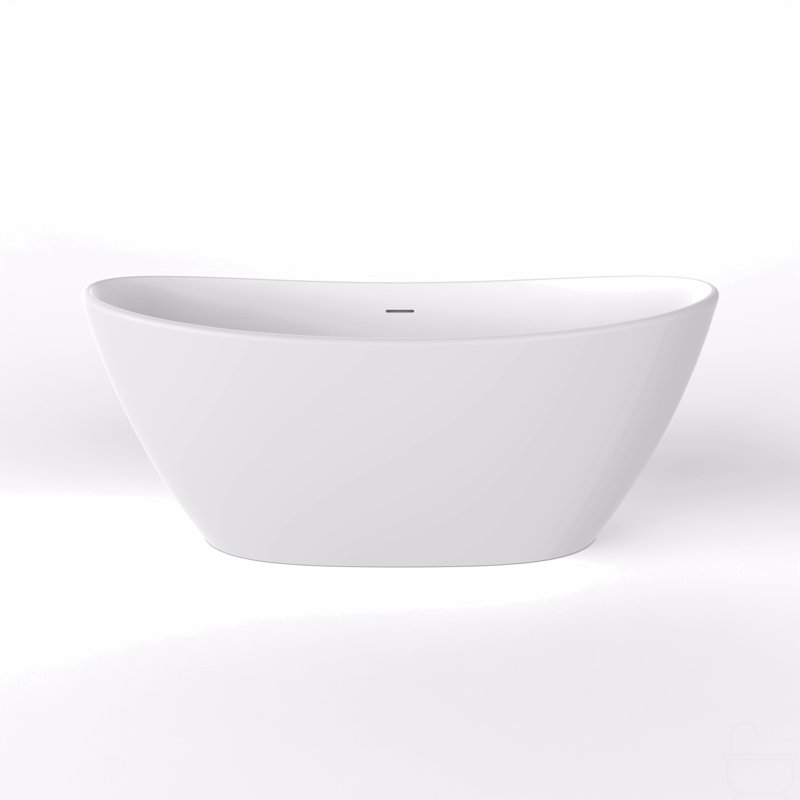 61 Inch Freestanding Solid Surface Soaking Bathtub