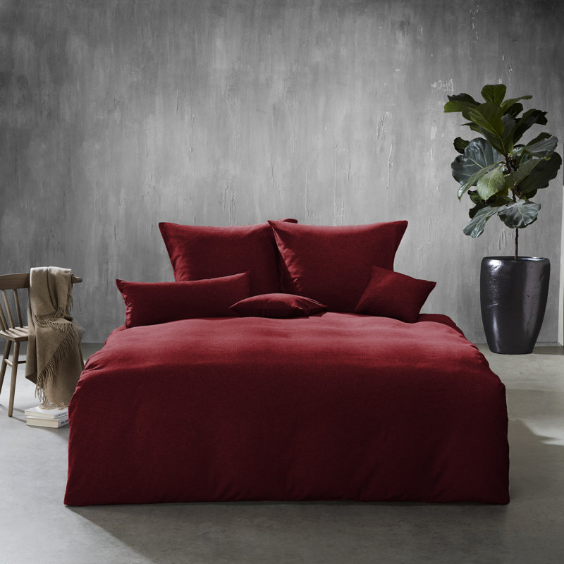 Lech 100% cotton 110 TC Duvet Cover Set, Single - 1 Pillowcase (80 x 80 cm), Red