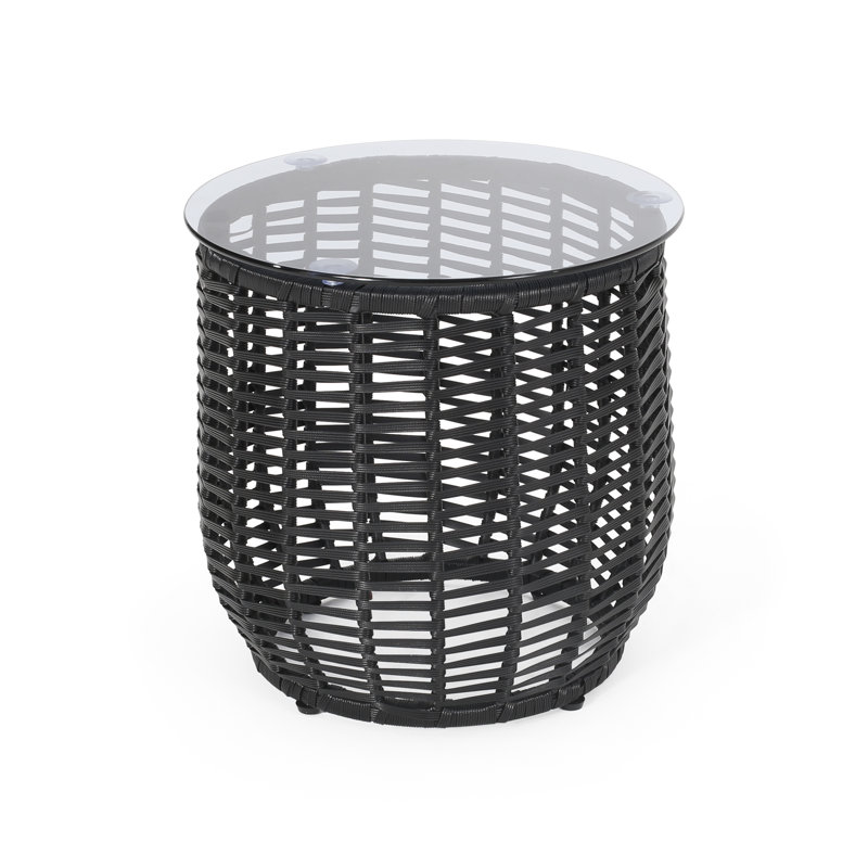 Outdoor Patio Side Table, Black