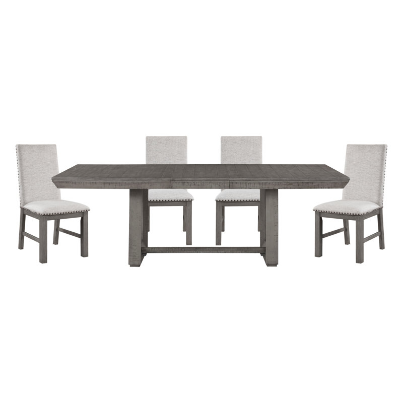 Mobilier de salle à manger rustique, 5 pièces: table, 4 chaises