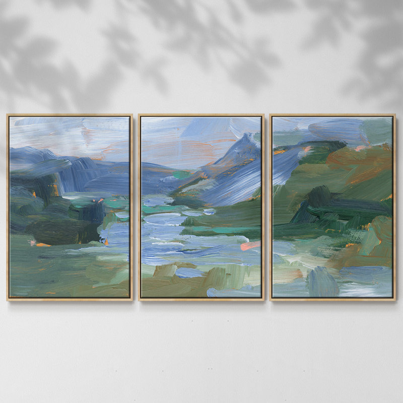 Painter's Composition Study VI, reproduction d'art encadrée sur toile 3 pièces, H 24 po x l 48 po x P 2 po, Naturel
