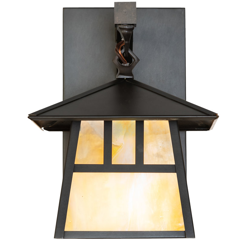 1 - Light Armed Sconce, 11" H x 8" W x 11" D, Beige, Craftsman Brown