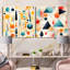 Ensemble de 2 collages carrés multicolores à motif géométrique Mid-Century II-1876645849-1876645797
