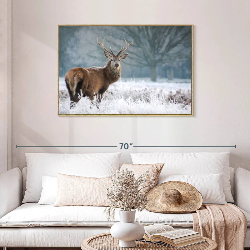 Cerf Stare, Cadre flottant en bois naturel, 43 po x 29 po